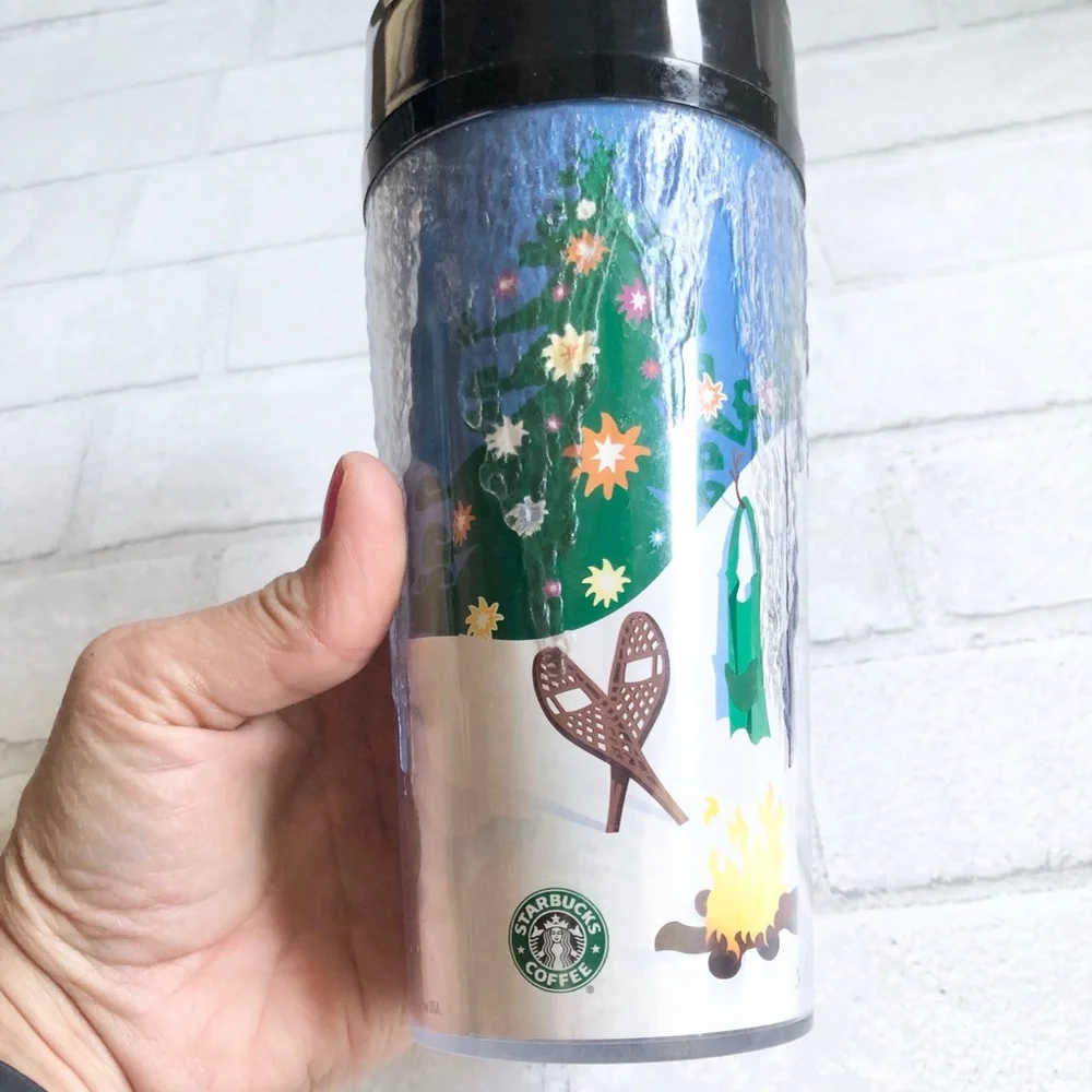 Starbucks 1997 Vintage 16oz Acrylic Tumbler - Rare Icicle Texture, Campfire Bear
